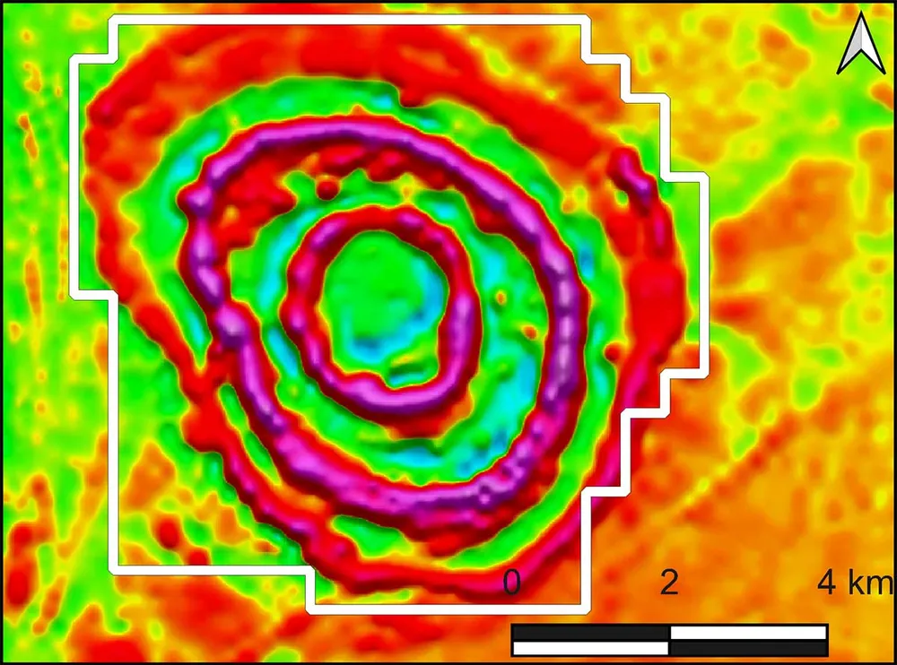 Aeromagnetic signature of the Eagle's Nest / Michikamats anomaly.