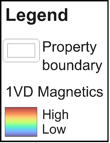 Legend for the aeromagnetic maps: magnetic intensity colour scale.